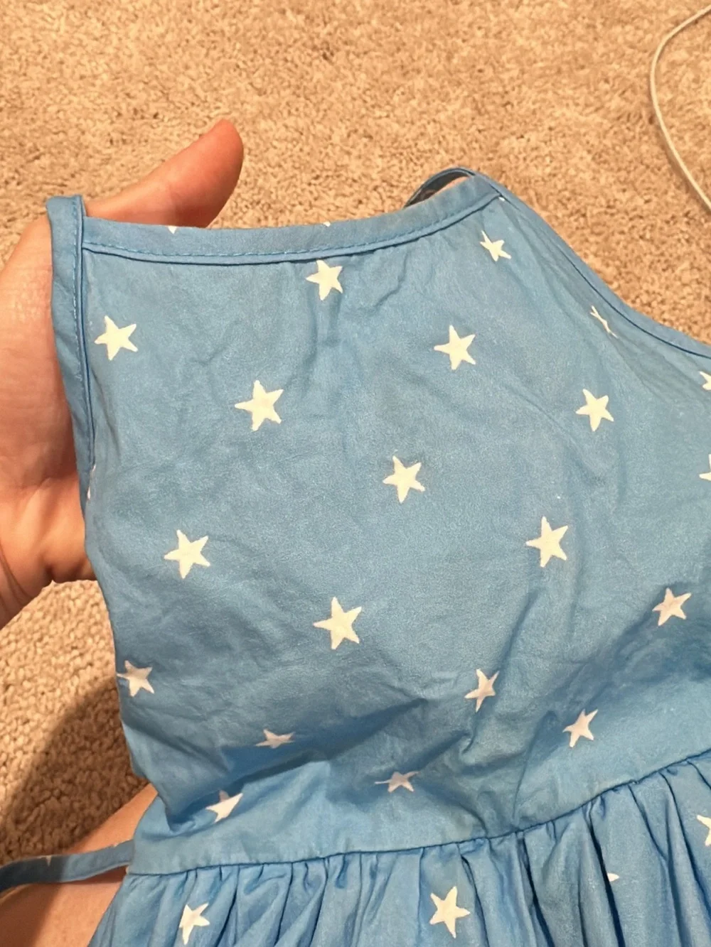 SweetHoney Blue Star Print Sundress with Lace Trim